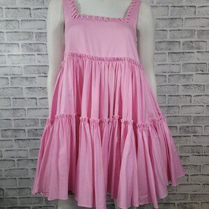 Aje Hushed Pink Tiered Ruffle Mini Dress Square Neck Twirl Size 8 - READ